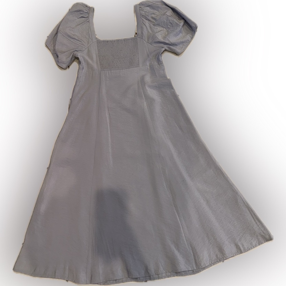 NWOT Madewell Ellie Puff Sleeve Cutout midi sundress Dress Distant Periwinkle 10 - Picture 3 of 4
